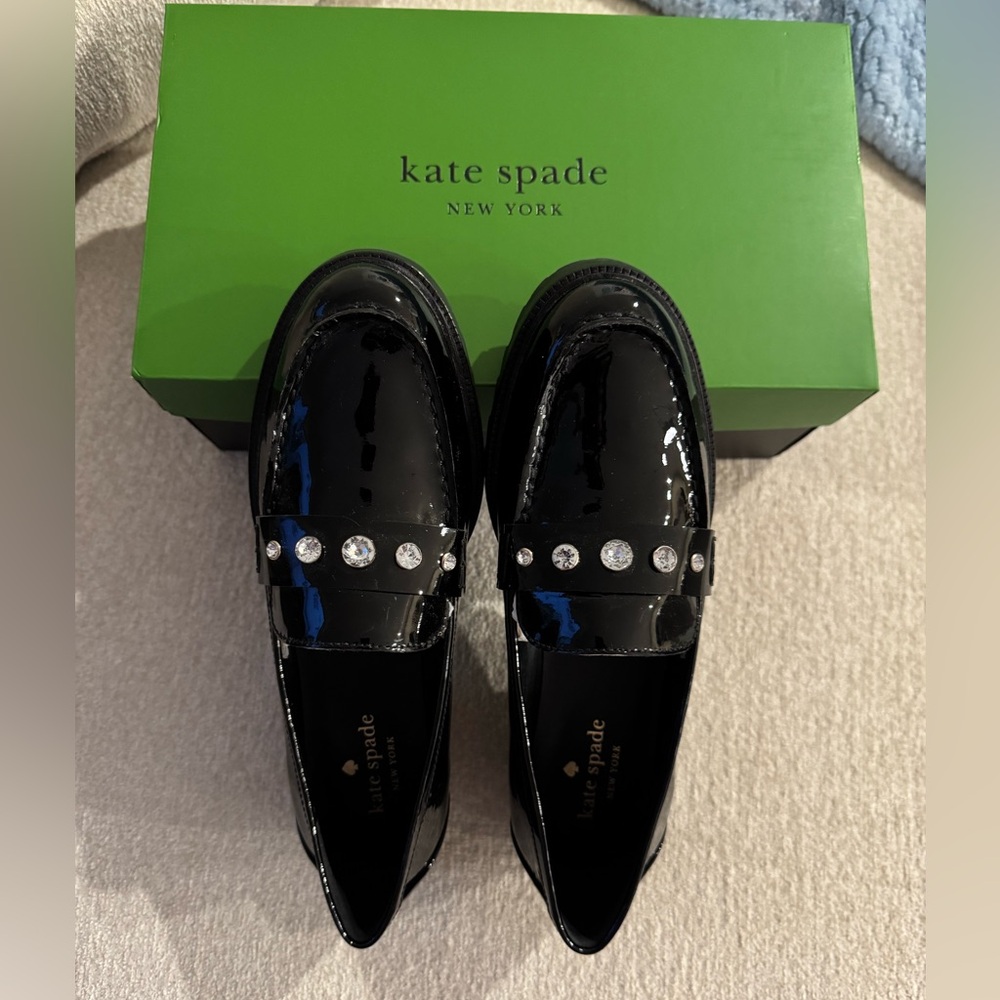 Kate Spade Black patten loafers